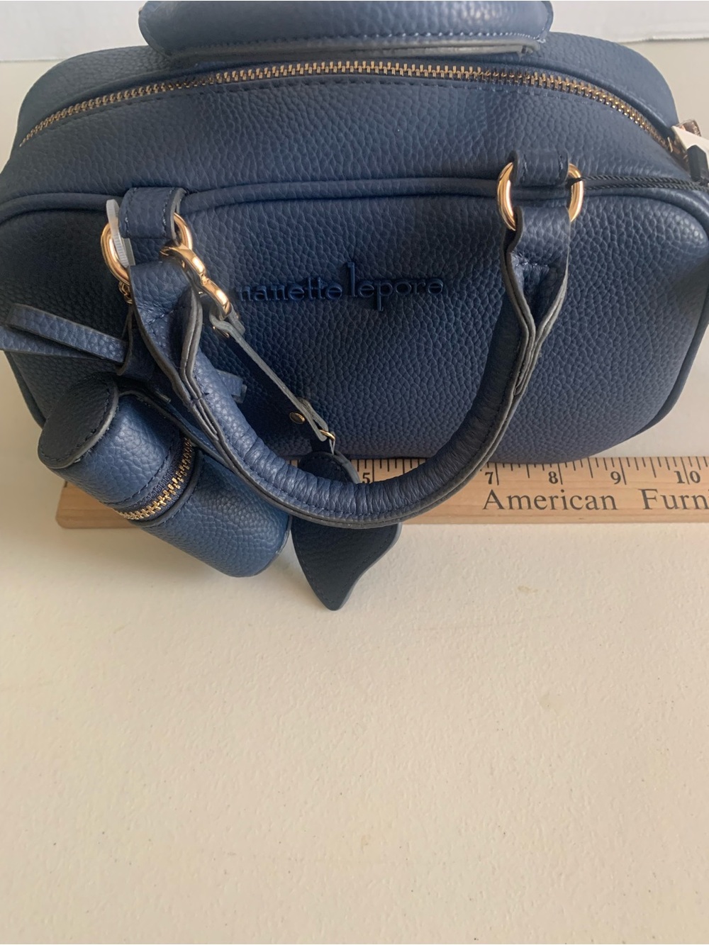 Nanette Lepore Blue Leather Satchel with Matching Pouch - Picture 12 of 13
